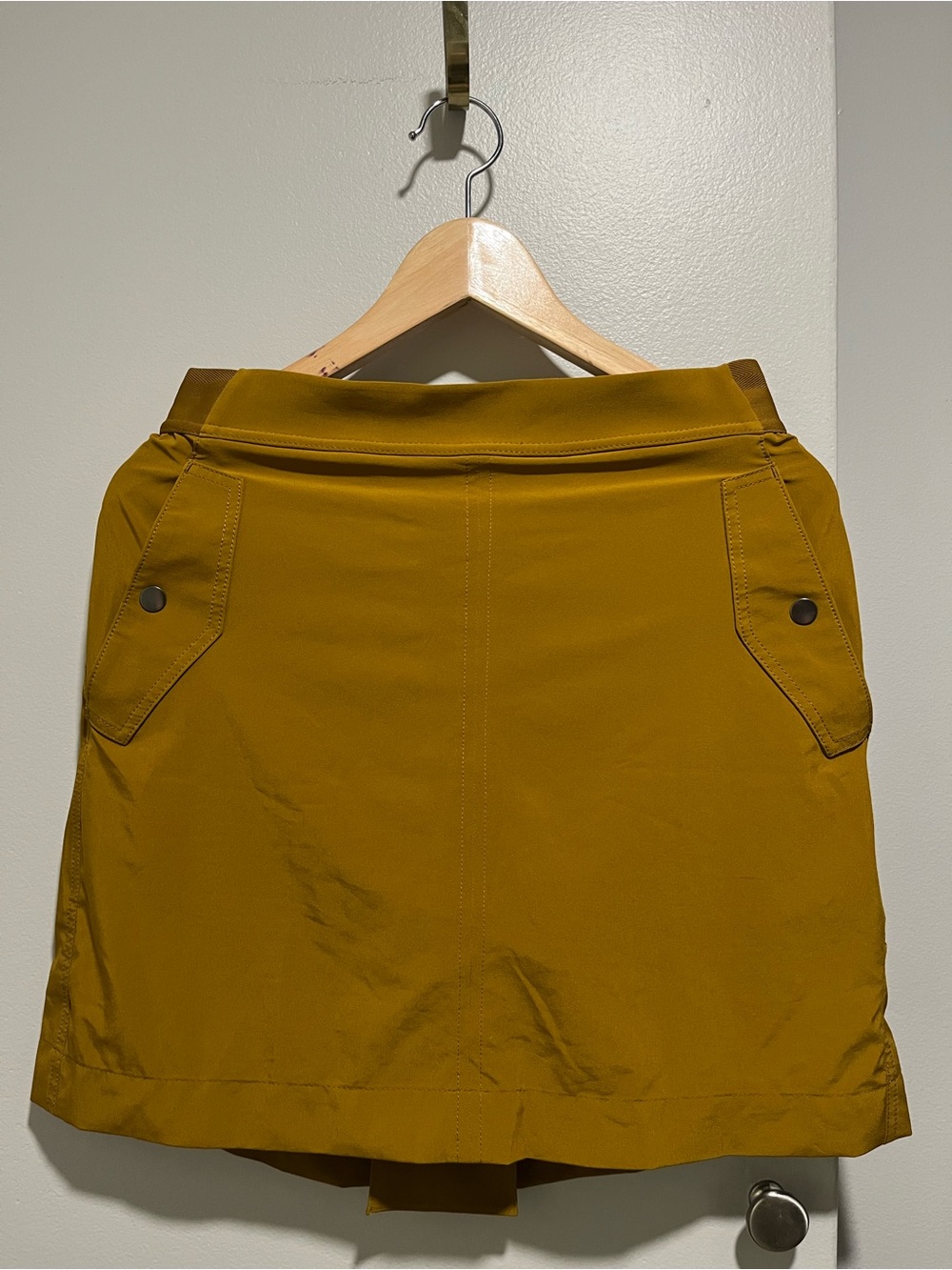 Athleta Mustard Yellow Mini Skort with Snap-Pockets